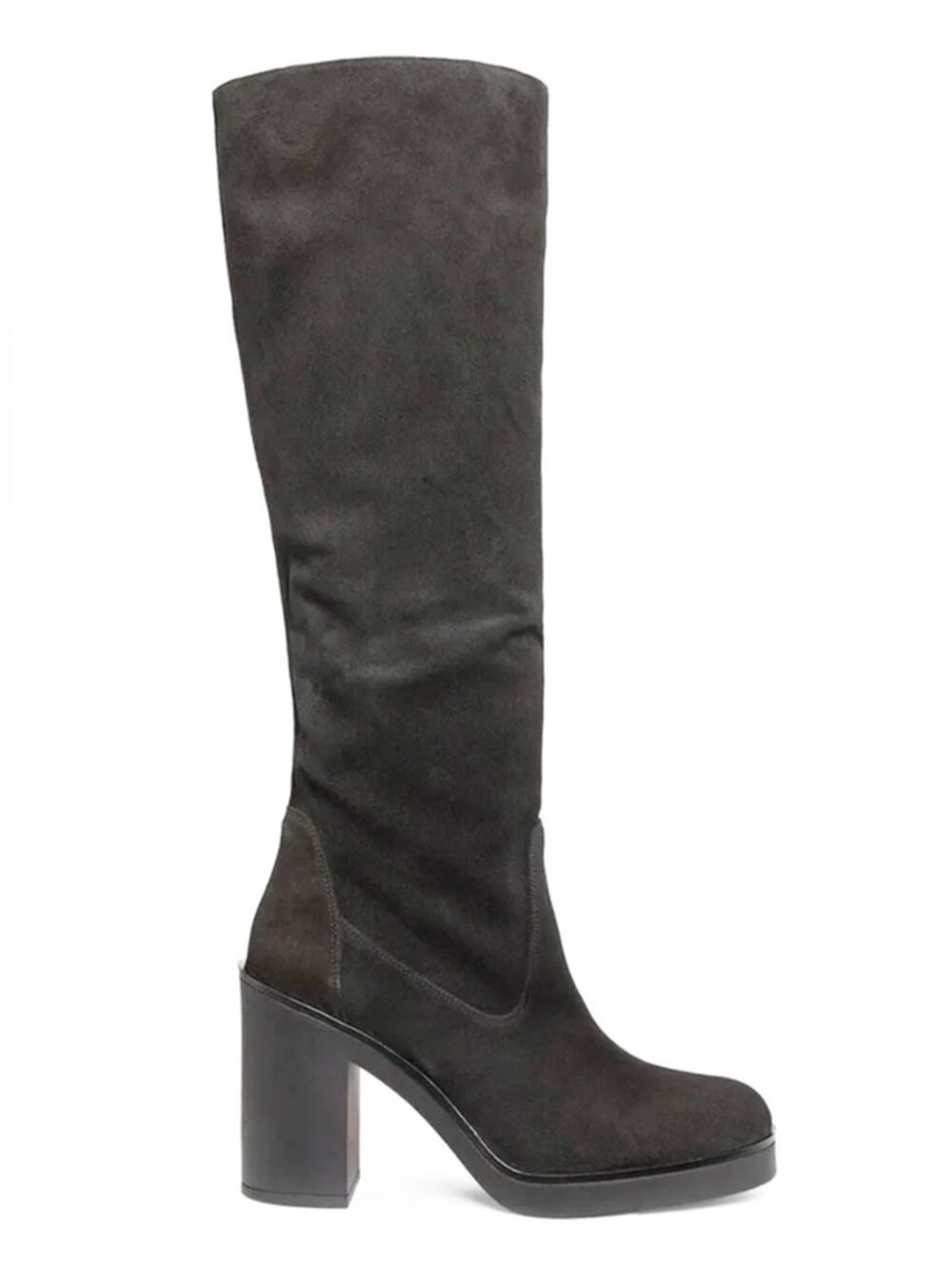 $900 STUART WEITZMAN BETHENNY KNEE HIGH BOOT BLOCK SUEDE BLACK 9 B (PD5)